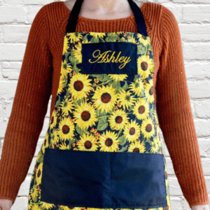 Custom Name embroidered on Sunflower Apron