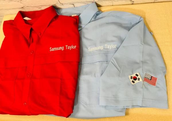 BAW Fishing Shirt with embroidered Samsung Taylor and American/Korean flags